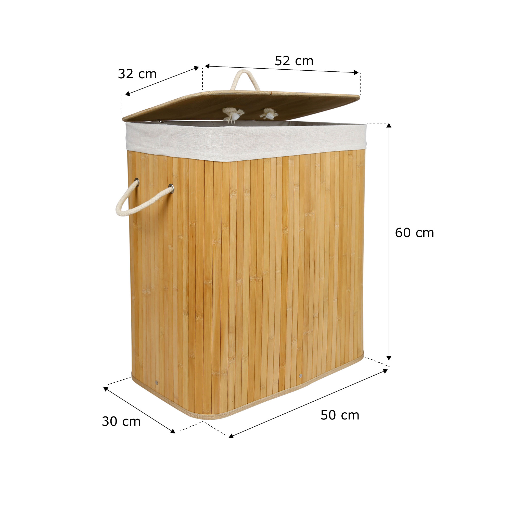 Cesto para ropa sucia cesta lavandería hogar Bambú ecológica natural