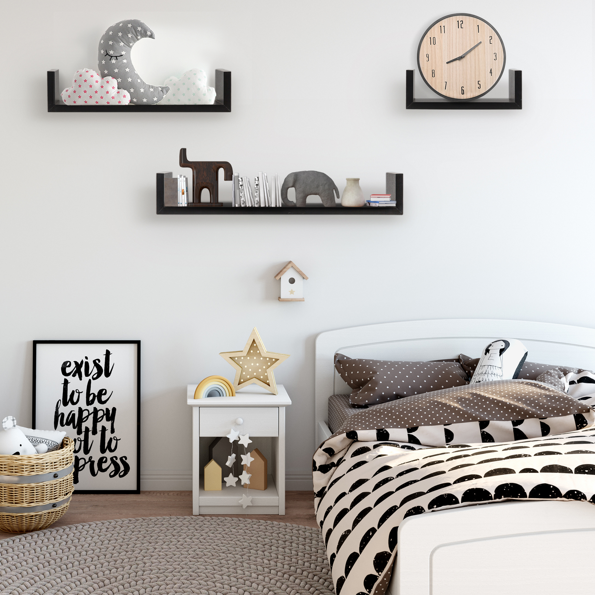 Mensola da parete Set di 3 sospeso scaffale appesi libreria a muro deco  Edaygo