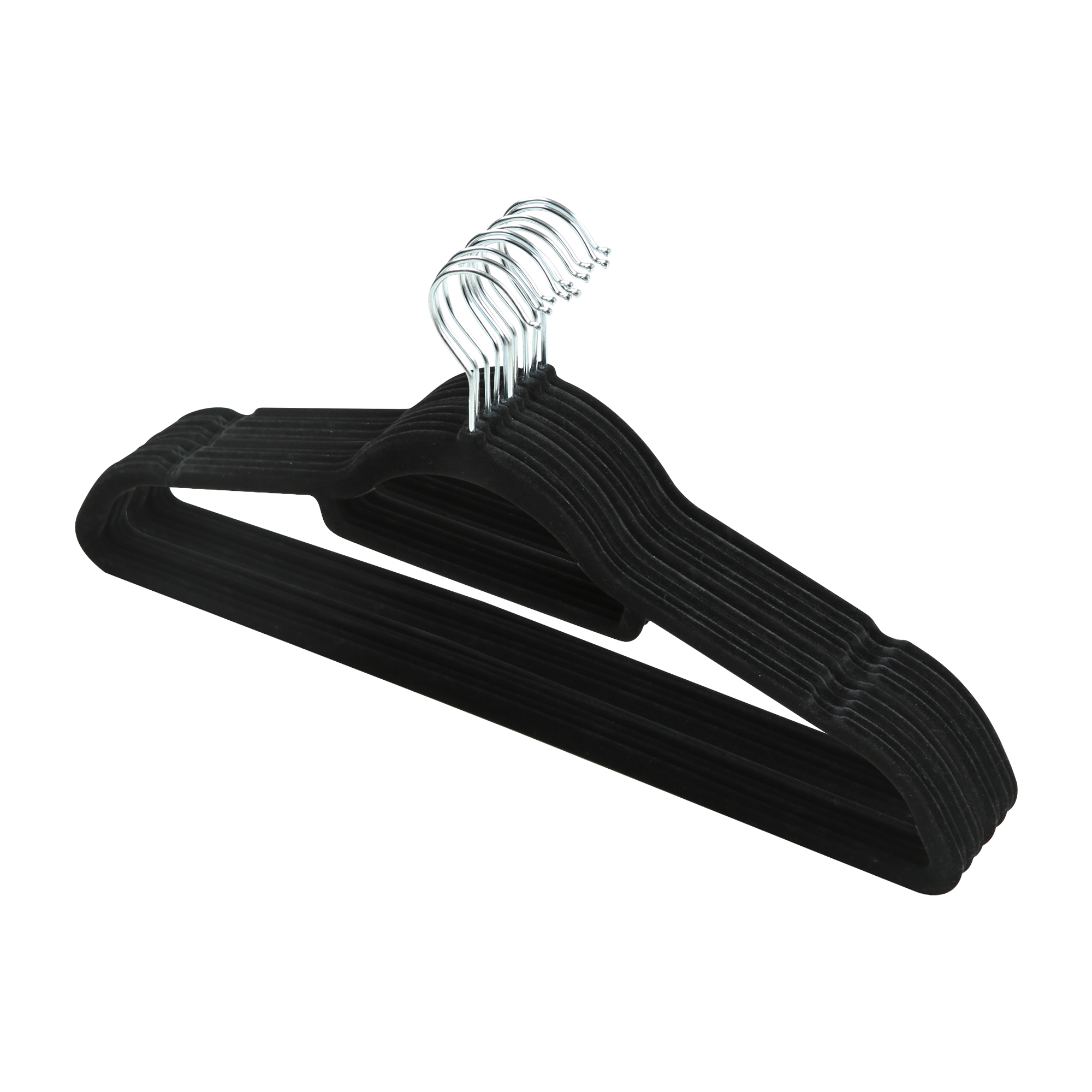 Kleiderbügel Samt Anti-Rutsch Kunststoff Hemdenbügel Wäschebügel Schwarz Set 